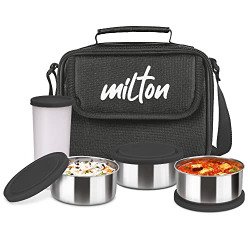 MILTON New Steel Combi Lunch Box with Insulated Fabric Jacket, 3 Stain