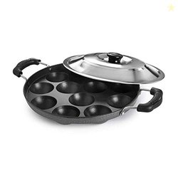 CELLO Non-Stick 12 Cavity Appam Patra Pan with Stainless Steel Lid | 2