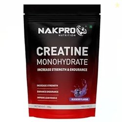 NAKPRO Micronised Creatine Monohydrate 250g powder, Blueberry - (62 Se