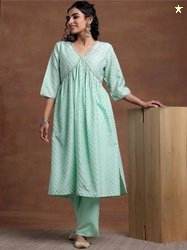 LIBAS Women Silk Blend Kurta Set