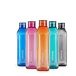 Cello Venice Water Bottles Set of 5, 1000ml Each | Unbreakable, BPA-Free, Food Grade Bottle For Kitchen| Airtight & Leakproof Lid| Reusable Set of Fridge Plastic Bottles for Home, Office, Gym, Gifting
