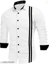 GAZZY CREATION Men Slim Fit Solid Spread Collar Casual Shirt