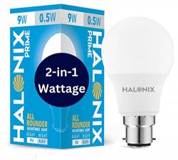 Halonix 2 in 1 All Rounder 9W,0.5W B22D Led Bulb Cool White & Off Whit