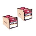 PrettyKrafts 2 Pcs Non Woven Shirt Stacker/Cloth Organizer for Storage/Closet & Wardrobe Organizer for Storage/Foldable Shirt Organizer Cloth Storage Box (Beige & Brown, 25x38x25 cm)