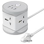 Portronics Power Plate 9 Pro, 2500W 7-in-1 Desktop Charging Station with 4X Universal Sockets, 12W USB-A & Type-C Ports, Space-Saving Power Extender, 2M Cord, Power Switch, Child Proof Shutters