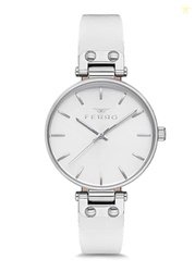 Ferro Analog Crystals Round Dial Women's Watch with mesh and Bracelet