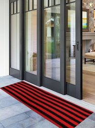 Kuber Industries Unisex Red & Black Striped Anti Slip Large Sized Door