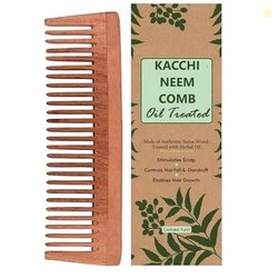 1pc Kacchi Neem Wooden Comb - Soaked In 17 Herbs, Neem & Sesame Oil Fo