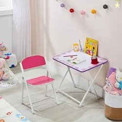 Amazon Brand - Solimo Folding Study Table and Chair Set for Kids, Comp