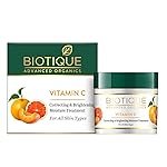 Biotique Vitamin C Correcting & Brightening Face Cream | Non-Greasy Formula for All Skin Types | Enhances Glow & Even Skin Tone | 50g