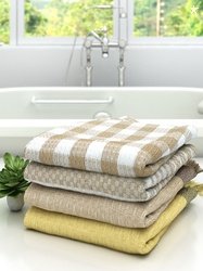 Athom Trendz Set of 4 Checked Pure Cotton 210 GSM Lightweight Bath Tow