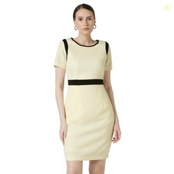 Van Heusen Women's Regular Fit Half Sleeve Mid Thigh Length Sheath Dre