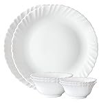 Larah by Borosil Plain White Silk Series Opalware Dinner Set | 6 Pieces for Family of 2 | Microwave & Dishwasher Safe | Bone-Ash Free | Crockery Set for Dining & Gifting | Plates & Bowls | White
