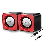 FRONTECH Premium 2.0 Channel USB Powered Speakers with 1.5W x 2 Output, AUX Input, and 1-Year Warranty (Red)