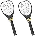 HIT Anti Mosquito Racquet Rechargeable Insect Killer Bat with LED Light, Black (Pack of 2)