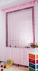 Pindia 6 feet 1 PC Baby Pink String Net Heart Design Door Window Curta
