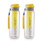 CELLO Infuse Water Bottle Set of 2, 800ml, Yellow | Food Grade Unbreakable Detox Bottle with Infuser Chamber | Reusable Leakproof Lightweight Easy to Carry Fridge Pet Bottle For Home, Gym & Outdoor
