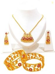 balaji gold Copper Gold-plated Pink Jewel Set