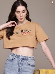 Roadster The Life Co. Typography Printed Drop-Shoulder Sleeves Boxy Fi