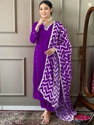FASHION DREAM V-Neck Gotta Patti Panelled Straight Kurta With Trousers