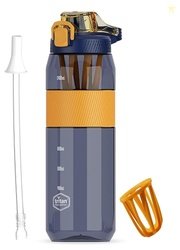 Clazkit 1600 ML Tritan BPA Free Water Bottle with Travel Mugs and Scal