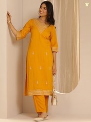 Libas Floral Embroidered Zari Regular Straight Kurta with Palazzos