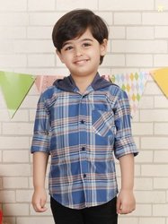 Polka Tots Boys Tartan Checks Opaque Printed Casual Shirt