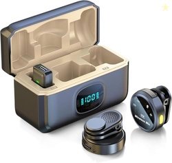 esportic    Q8 Dual Wireless Lavalier Microphone, LED Display Charging