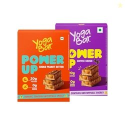 Yogabar Power Up 20g Protein Bar (5 x Choco Peanut Butter Bars, 5 x Co