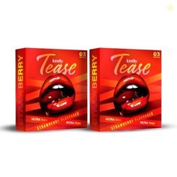 Kindly Tease Ultra Thin Strawberry Flavour Condoms for Men, Pack of 6