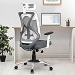 Da URBANÂ® Merlion Office Chair,High Back Mesh Ergonomic Home Office Desk Chair with 3 Years Warranty, Adjustable Armrests,Adjustable Lumbar Support,Tilt Lock Mechanism (Grey)