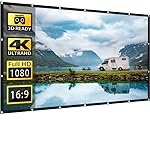 SAVSOL 60 Inch Portable Projector Screen HD 16:9 White Video Projection Foldable Eyelet for Home Theater Movies Indoors Outdoors M+9