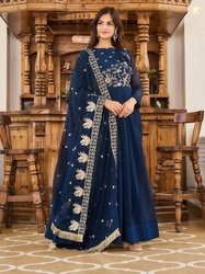 Wedani Women Ethnic Motifs Embroidered Georgette Fit & Flare Maxi Dres