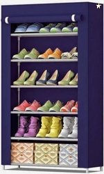 MADEENA STORE Metal Collapsible Shoe Stand (blue, 6 Shelves, DIY(Do-It
