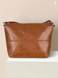 Leather Land Brown Women Sling Bag - Medium American Stitch Sling In T