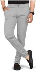 lapataclub Men Slim Fit Silver Lycra Blend Trousers
