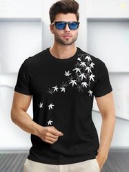 TRIPR Men Printed Round Neck Cotton Blend Black T-Shirt
