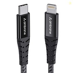 Ambrane Type-C to Lightning USB Cable, 22.5W Fast Charging, 480Mbps Da