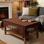 STITCHNEST Cotton Net Table Cover for 2â4 Seater Dining Table | Decorative Lace Design | (40×60 Inch) | Rectangular Center Table Cloth | Brown | Pack of 1