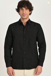 PATTAM Men Regular Fit Solid Cut Away Collar Casual Shirt