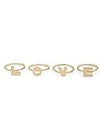 ZAVERI PEARLS Set of 4 Gold Tone LOVE Contemporary Rings For Women-ZPFK13733