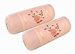 Flower Cotton Embroidery Bolsters Covers Set of 2 Piece (Peach)