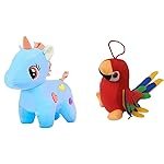 KPN Toy Figure Combo Pack of Unicon & Parrot Mini Character Figurines Set with Bright Colours & Smooth Finish | Playtime Display Set for Home, Desk Decor & Gifting