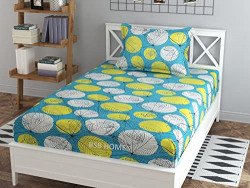 BSB HOME Glace Cotton Large Leaf Print Mix N Match Single Bed Sheet wi