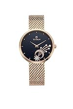 Titan Women Stainless Steel Analog Green Dial Watch-Nn95083Wm01, Band Color-Rose Gold