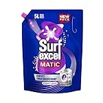 Surf Excel Matic Front Load Liquid Detergent 5L Refill Pouch, Specially designed to remove Tough Dried Stains, 1st time in Washing Machine