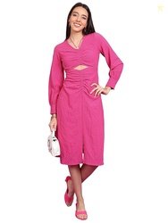 Tokyo Talkies Women's Long Sleeves V-Neck Solid Dresses | Stylish Dres
