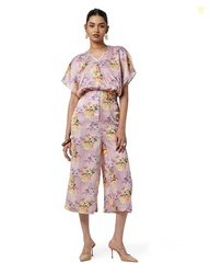 Zima Leto Women's Floral Digital Printed Loose Top with High Waist Pan