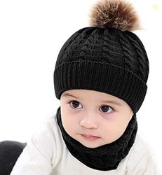 Baby Boys Girls Winter Woolen Cap Hat with Scarf Earflap Hood Skull Be