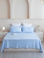 HOMEMONDE Blue Cotton 210 TC Single Fine Bedsheet with a Pillow Cover-